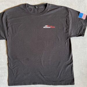 Weathertech shirt mens large black logo spell‎ out workwear casual worker grunge